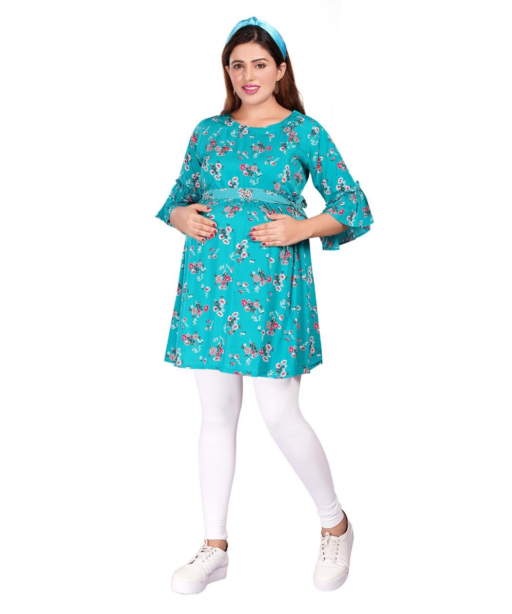 Maternity/feeding lace sky blue tunic