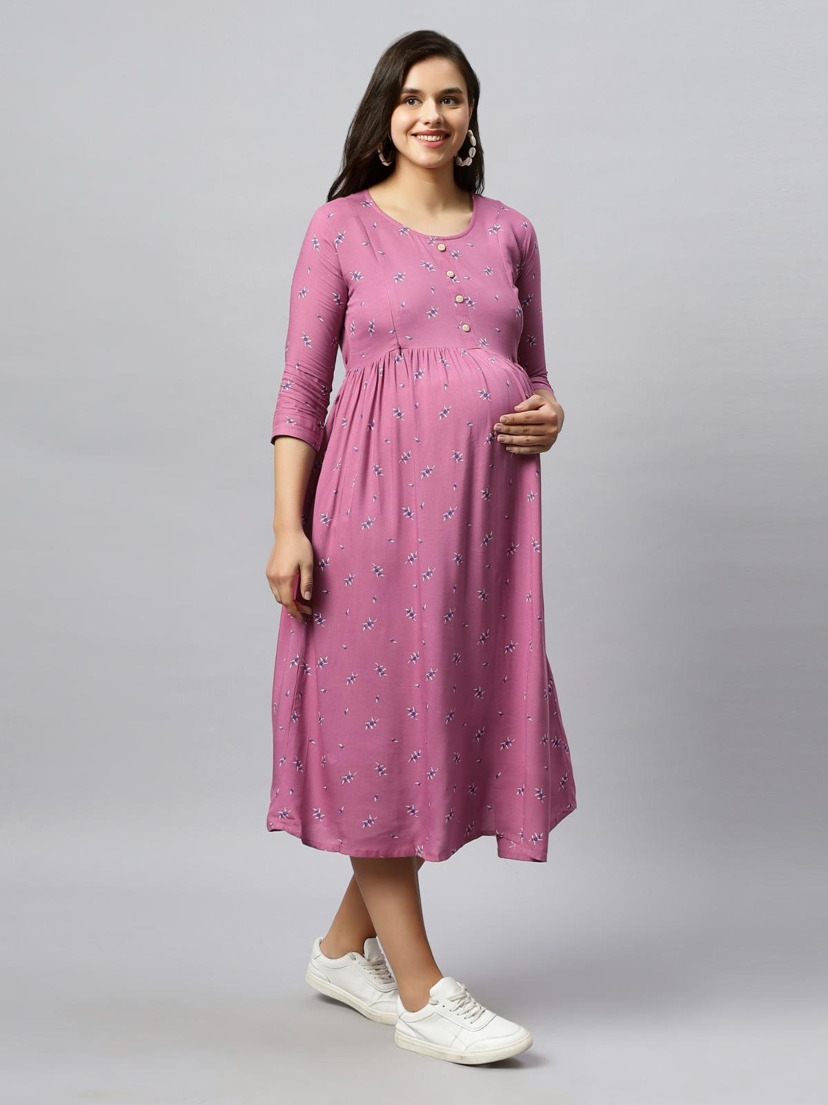 Mamma's Maternity Printed Rayon Pregnancy/Feeding Dress
